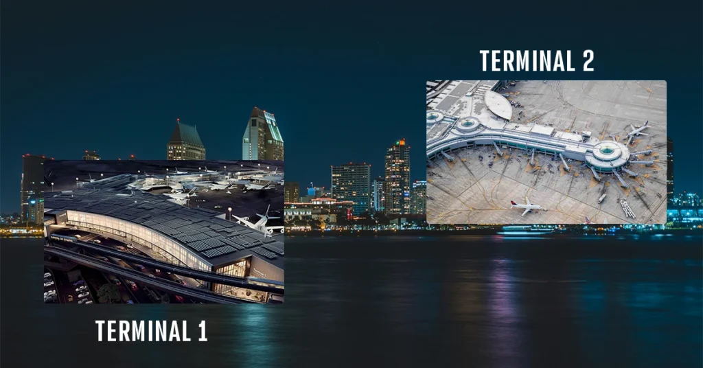 terminal 1 and terminal 2